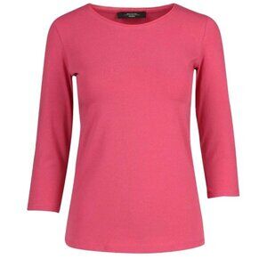 Weekend Max Mara Cotton Boatneck Long Sleeve Shirt Pink Large
